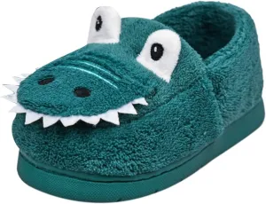 Kids Boys Girls Slip On Winter Warm House Slippers Plush Cozy Cute Dinosaur Home Shoes with Soft Memory Foam