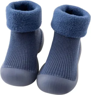 Kids Toddler Baby Boys Girls Solid Warm Knit Soft Sole Rubber Shoe Socks Slipper Stocking Soft Shoes Baby House Shoes