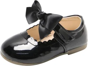 Kids Toddler Girls Leather Shoes Sandals Knot Princess Baby Shoes Round Toe Bow Soft Bottom Wedding Dress Flat Shoes