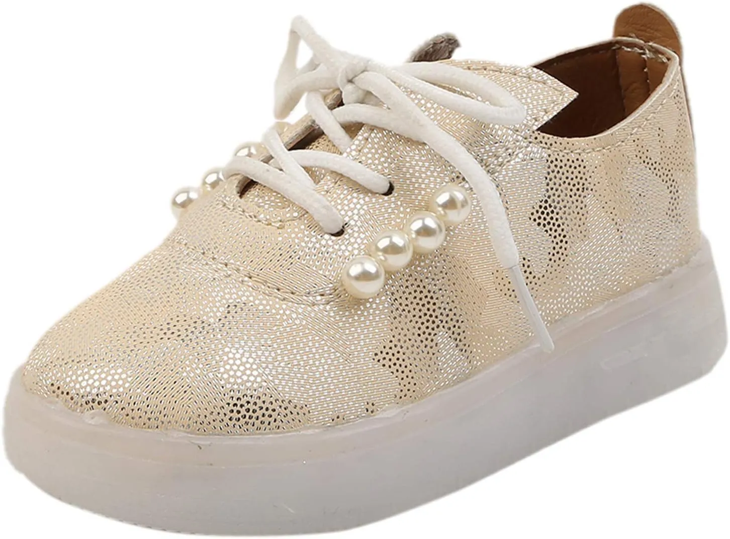 Kids Toddler Girls Shoes Light Up Flashing Tennis Sneakers with Pearl Outdoor Casual Toddler Dress Boots Boy