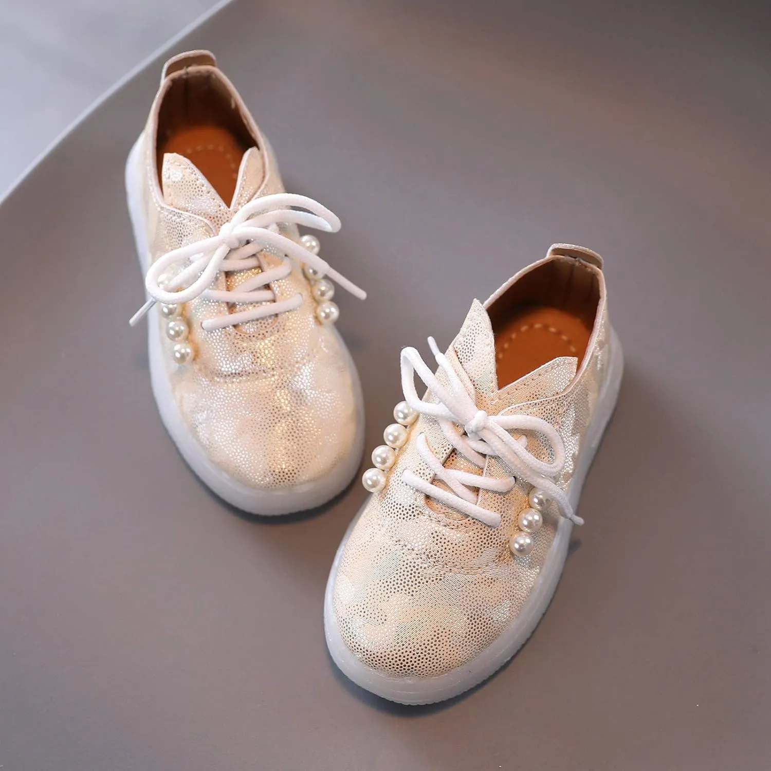 Kids Toddler Girls Shoes Light Up Flashing Tennis Sneakers with Pearl Outdoor Casual Toddler Dress Boots Boy