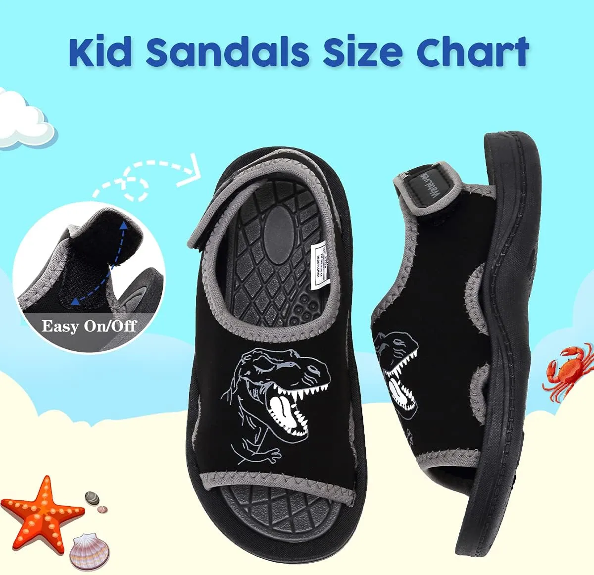 Kids Water Shoes Toddler Boys Girls Quick-Dry Non-Slip Sport Sandals for Beach Swim Pool