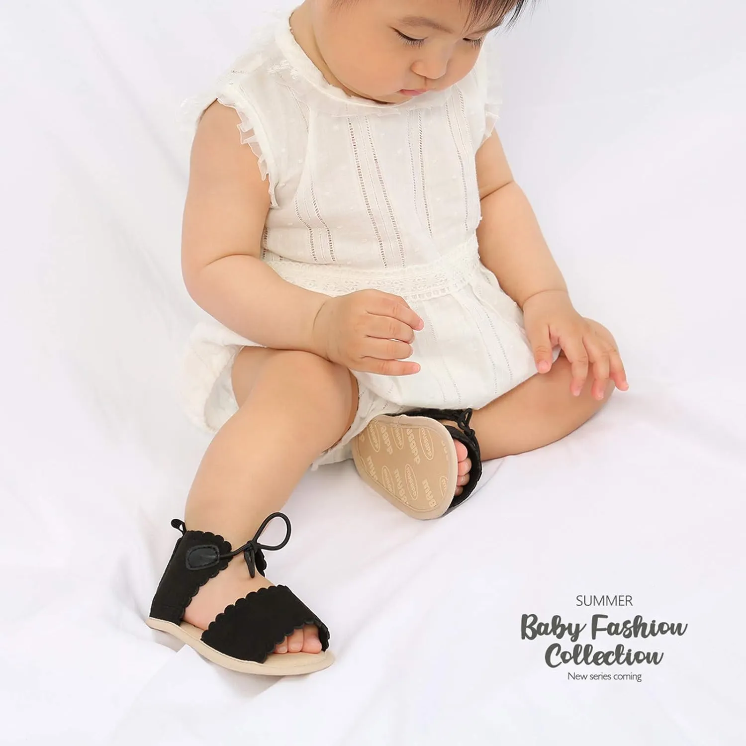 Lace-ups Sole Girls Soft Rubber Baby Dots Sandals Walking Flat Shoes Non-Slip Baby Shoes Ballet Slippers Women