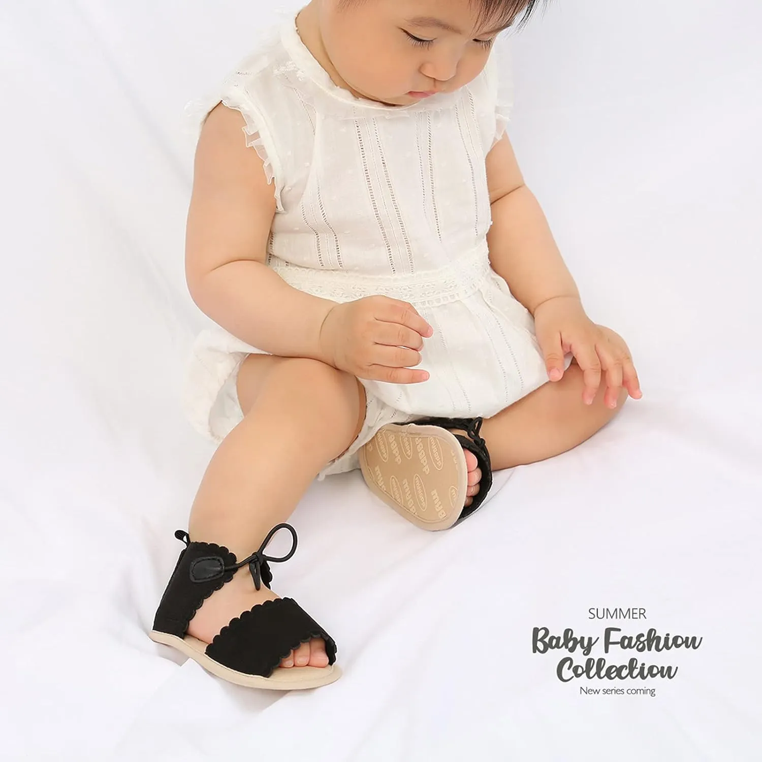 Lace-ups Sole Girls Soft Rubber Baby Dots Sandals Walking Flat Shoes Non-Slip Baby Shoes Ballet Slippers Women
