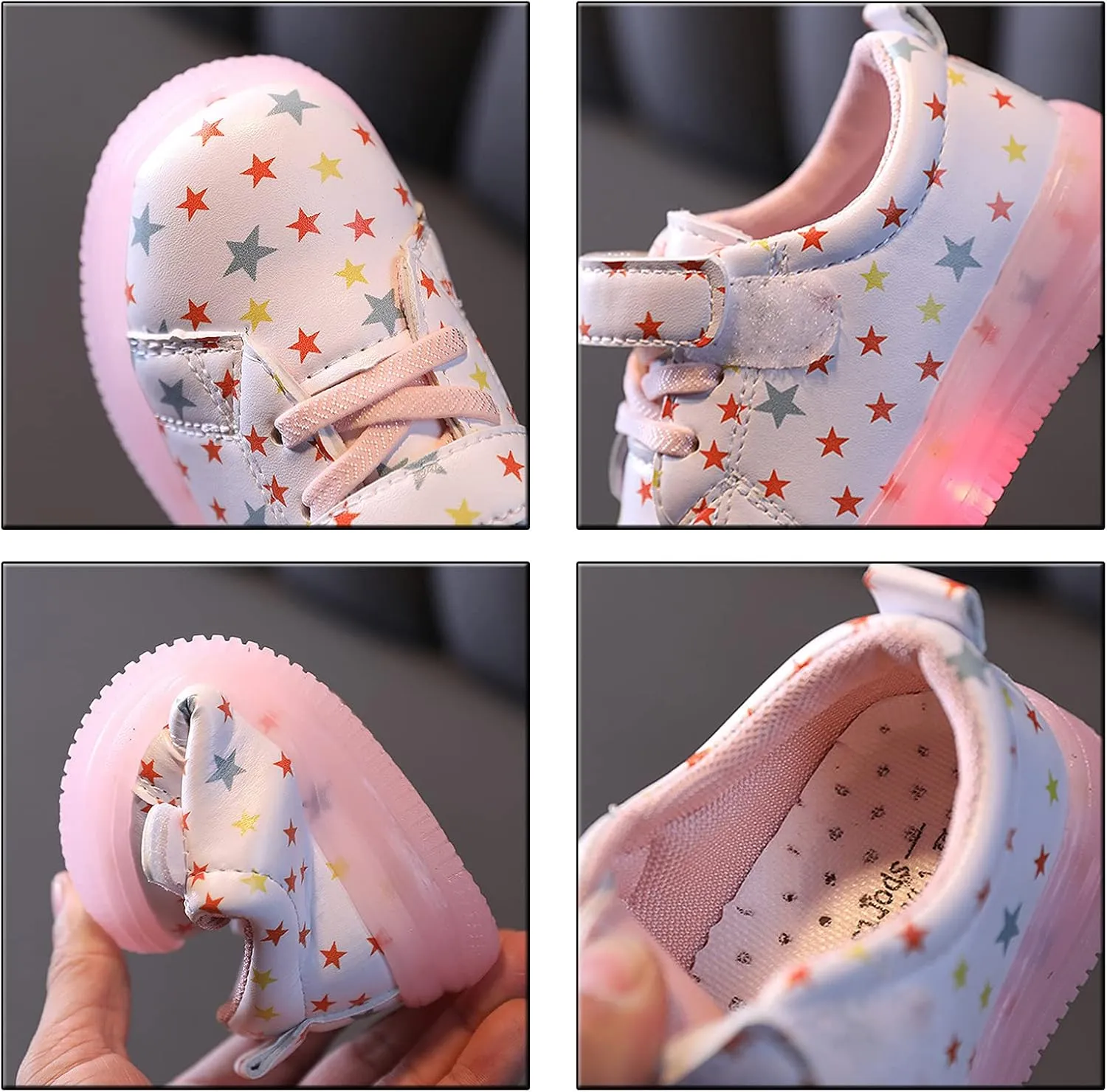 Light Up Toddler Girls Shoes Star Print Flashing Lightweight Walking Sneakers for Little Girls Tennis Shoes