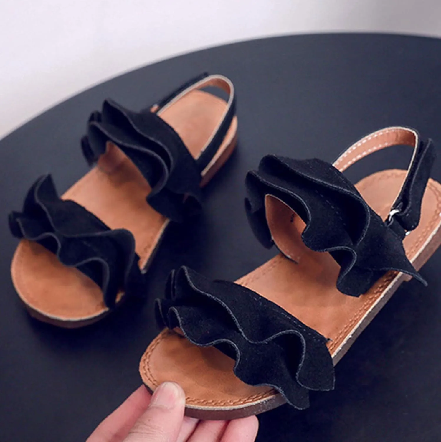 Little Girl Sandals Toddler Rubber Sandals Girls Shoes Kids Ruffle Non-Slip Sandals Baby Baby Shoes
