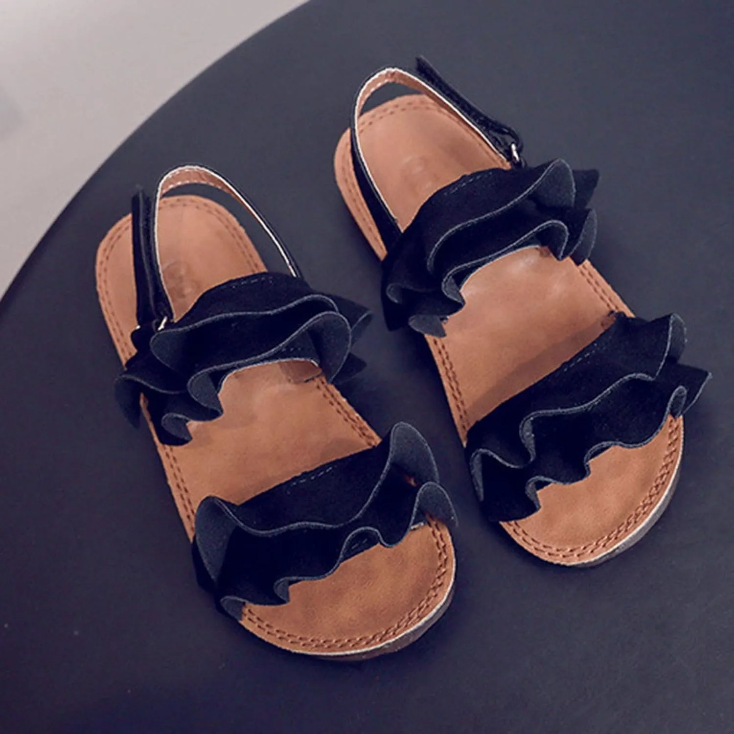 Little Girl Sandals Toddler Rubber Sandals Girls Shoes Kids Ruffle Non-Slip Sandals Baby Baby Shoes