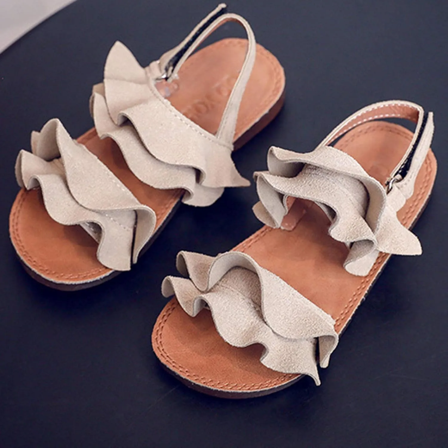 Little Girl Sandals Toddler Rubber Sandals Girls Shoes Kids Ruffle Non-Slip Sandals Baby Baby Shoes