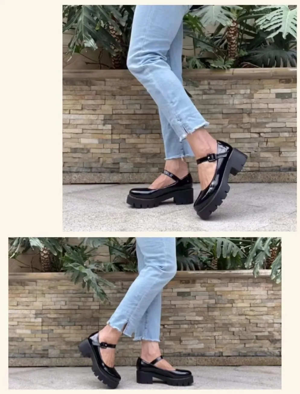 Mary Jane Shoes for Women Girls, Black Platform Mary Janes Chunky Heel Kawaii Lolita School Shoes