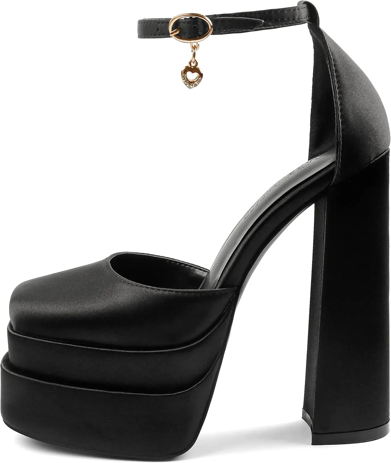 MERUMOTE Womens Sexy High Heels Platforms Pumps Square Toe Chunky Block Heels Rhinestone Party Shoes