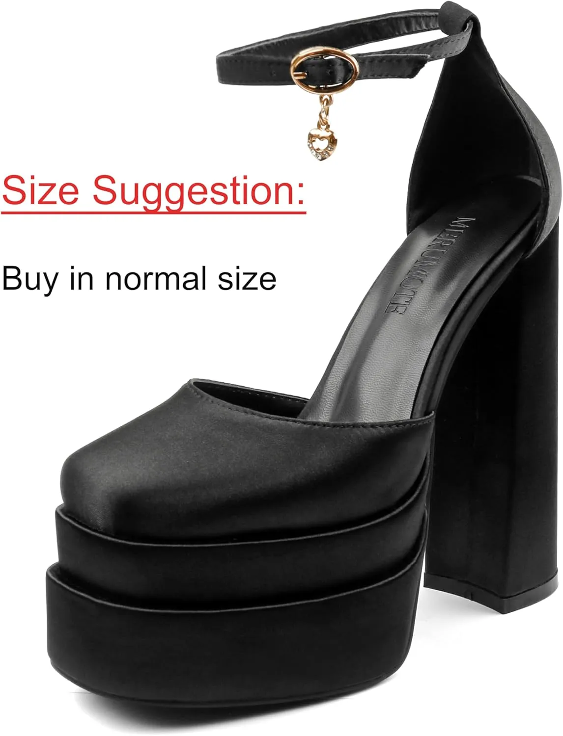 MERUMOTE Womens Sexy High Heels Platforms Pumps Square Toe Chunky Block Heels Rhinestone Party Shoes