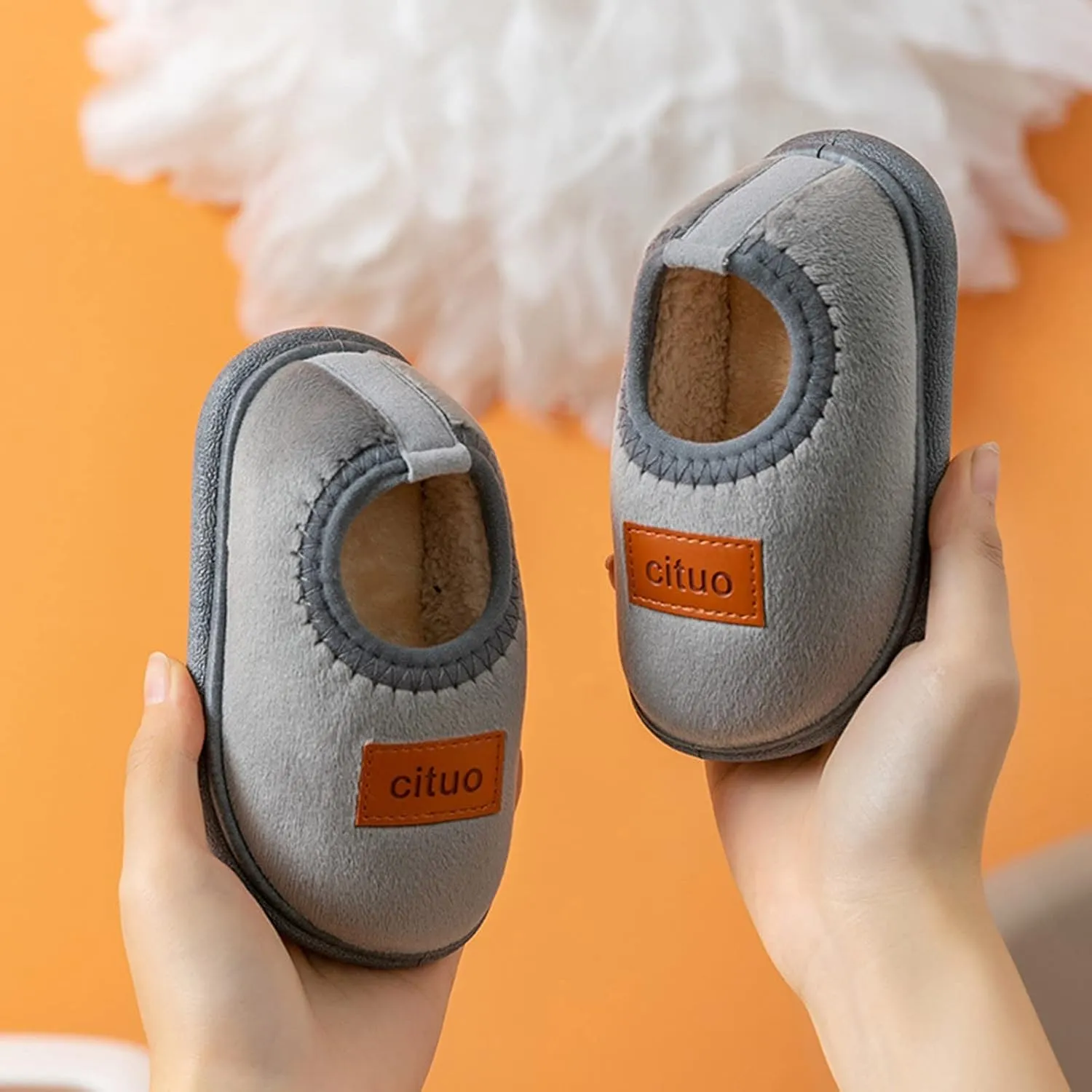 New Born Boy Shoes Childrens Girl Cotton Shoes Solid Color Fashion Soft Sole Winter Warm Indoor Non Slip Cotton Shoes Organic Fleece Baby