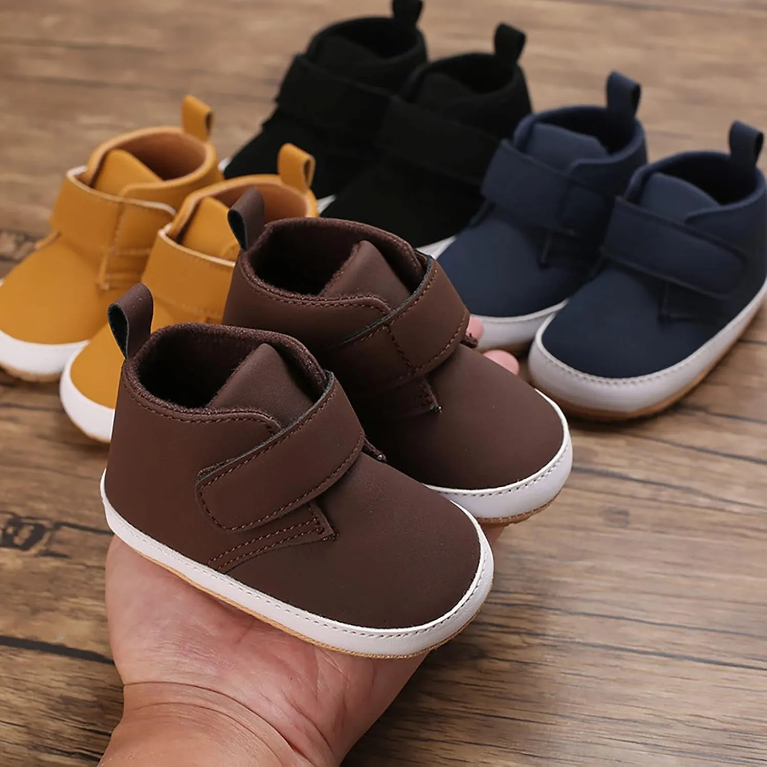 Newborn Baby Boys Girls Prewalker Shoes Soft Rubber Sole Infant Sneakers Fashion High-Top Non-Slip Baby Girl Casual