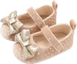 Newborn Baby Girl Bowknot Dress Shoes Infant Mary Jane Flat Non Slip First Walking Soft Sole Wedding Dress Shoes
