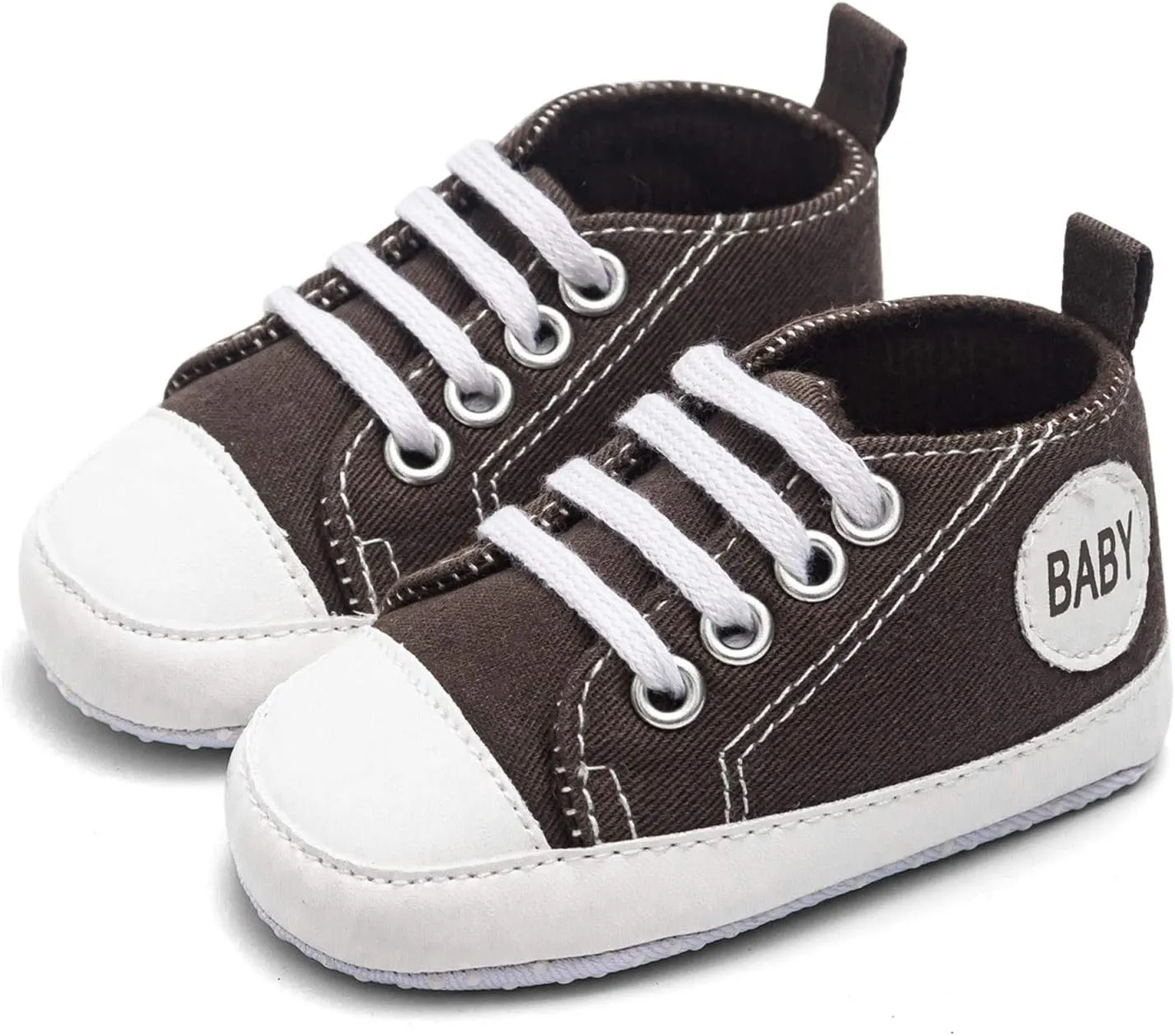 Newborn Baby Girls Boys Sneakers Soft Sole High-Top Ankle Canvas Shoes Infant First Walkers Slip on Crib Shoes