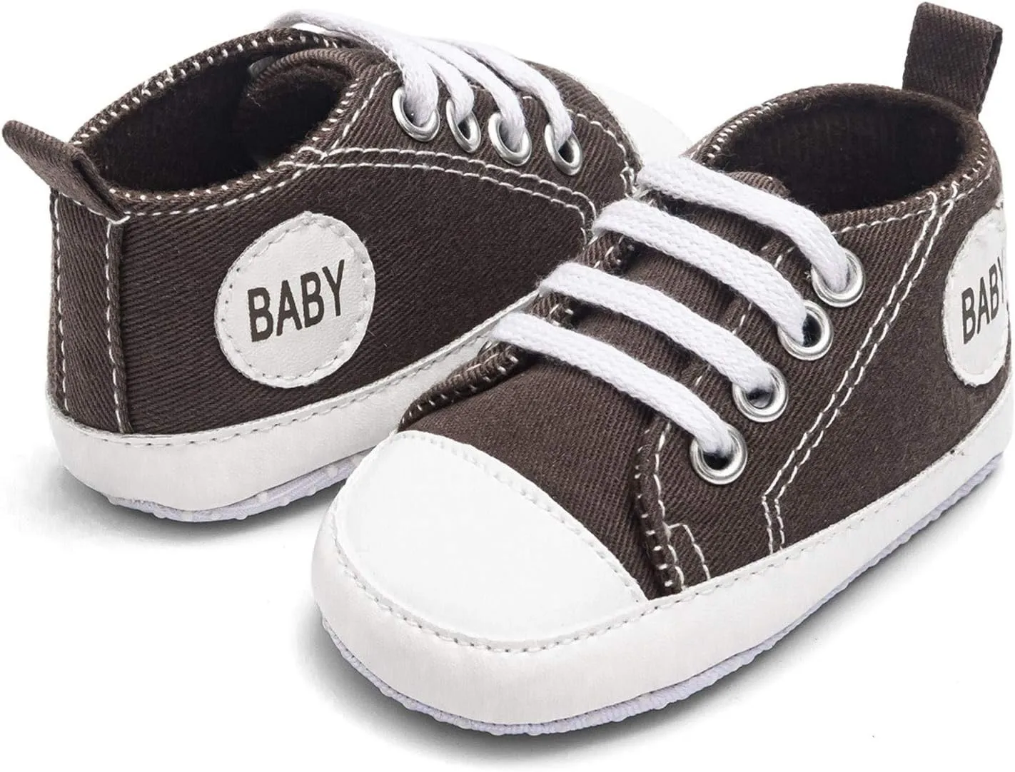 Newborn Baby Girls Boys Sneakers Soft Sole High-Top Ankle Canvas Shoes Infant First Walkers Slip on Crib Shoes
