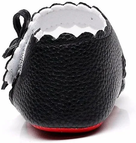 Newborn Infant First Walker 0-18M Baby Boy Girl Soft Sole Wave Bowknot Shoes Non-Slip Lightweight Leather Shoes
