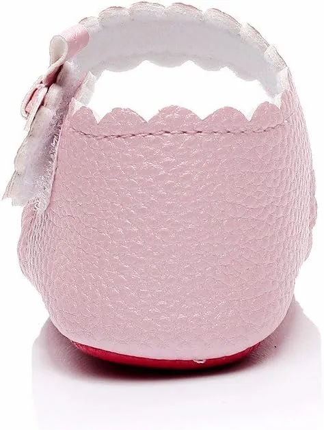 Newborn Infant First Walker 0-18M Baby Boy Girl Soft Sole Wave Bowknot Shoes Non-Slip Lightweight Leather Shoes