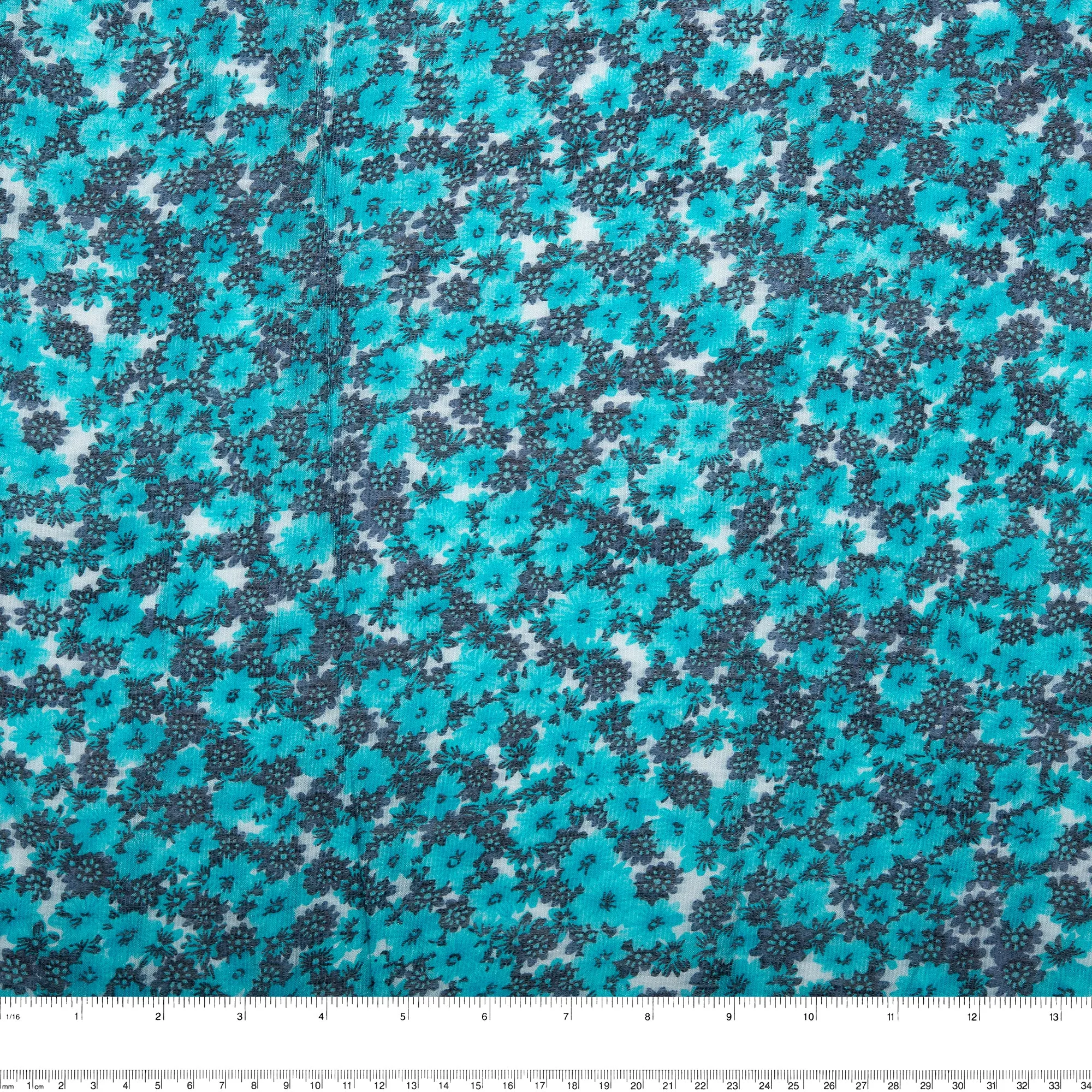 Novelty  Polyester Print - Daisy - Turquoise