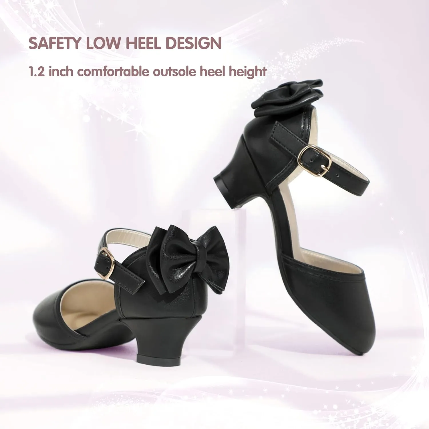 PANDANINJIA Wendy Girls Heels Dress Shoes Flower Girl Mary Jane Sandals Wedding Party Princess Shoes for Toddler Little Kid Big Kid