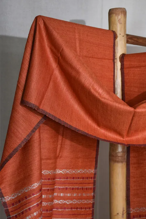 Pure Silk Almora Patterned Stole | Orange