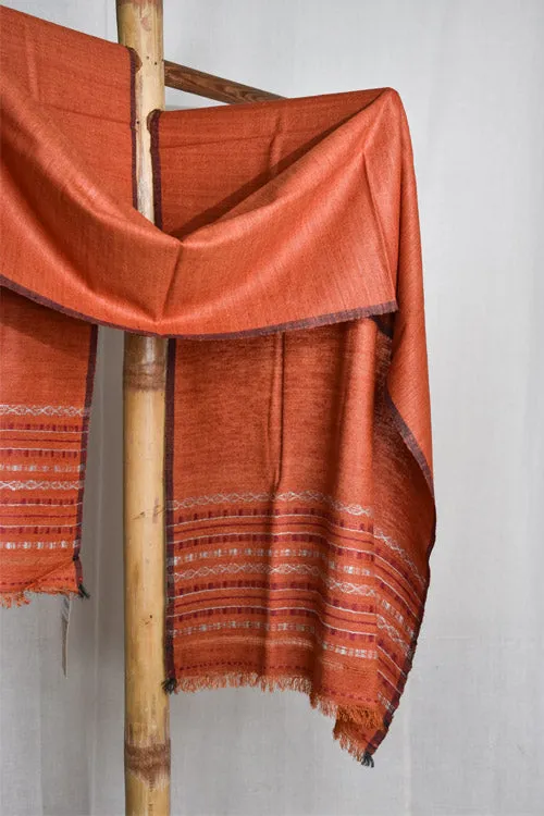 Pure Silk Almora Patterned Stole | Orange