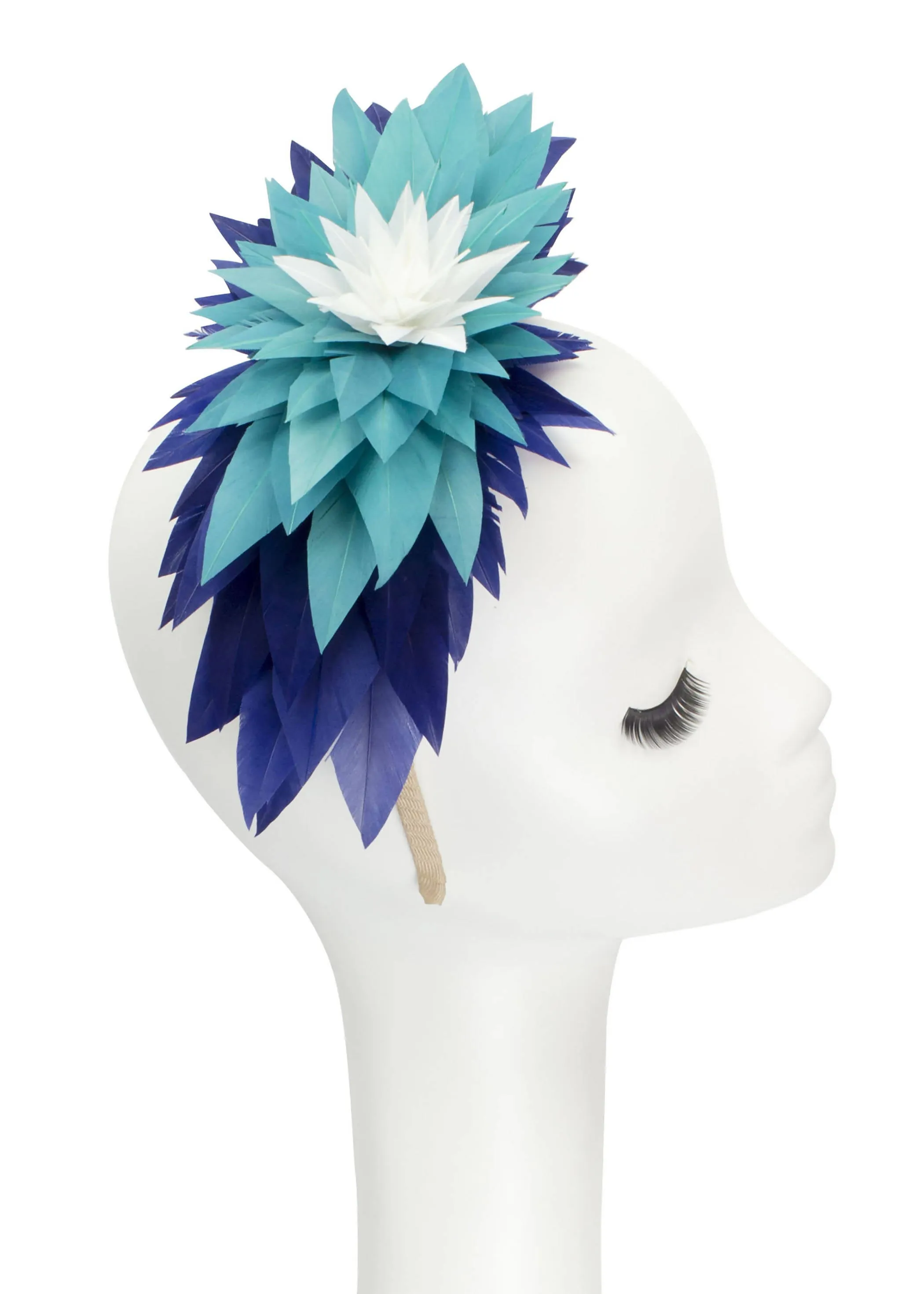 "Sapphire" Lotus Feather Flower Headband