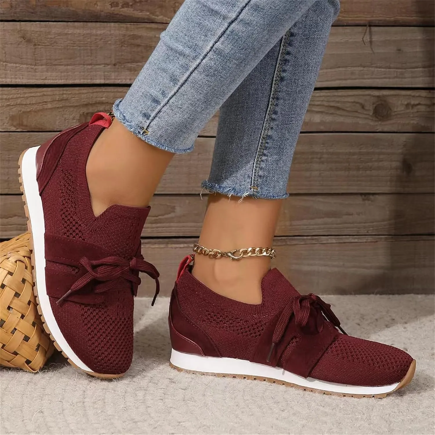 Running Shoes For Women Lightweight Tennis Shoes Non Slip Gym Workout Shoes Breathable Mesh Walking Slip On Sneakers