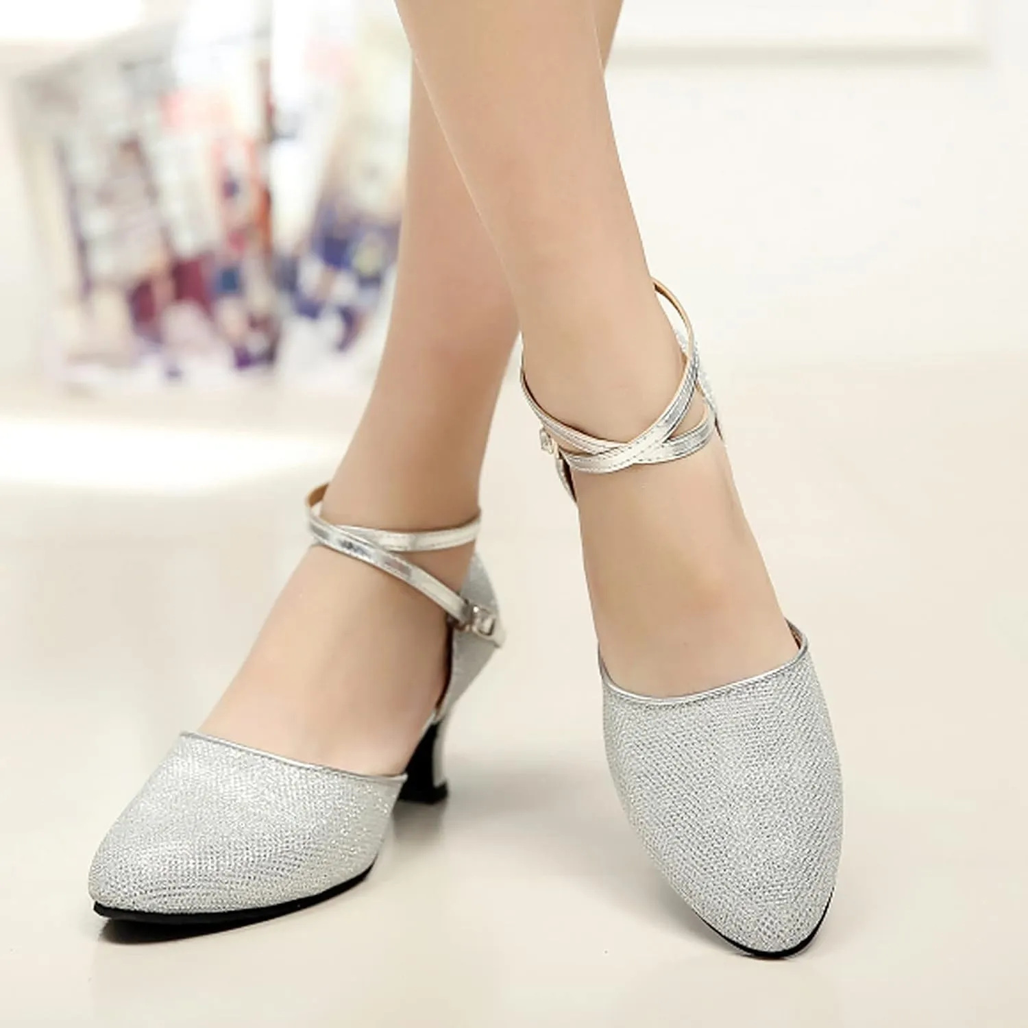 Shoes Dance Shoe Sequins Women's Social Ballroom Shoes Latin Dancing Tango Women's Middle Leather Riding Boots