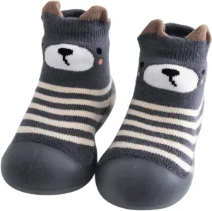Size 8 Slippers Kids Toddler Baby Boys Girls Solid Warm Knit Soft Sole Rubber Boys Housecoat And Slippers
