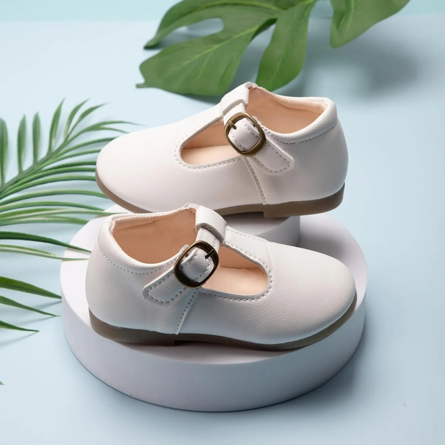Small Leather Shoes for Girls Mary Jane Shoes,Low Heel Dance lats Flower Girl Wedding Party School Shoes