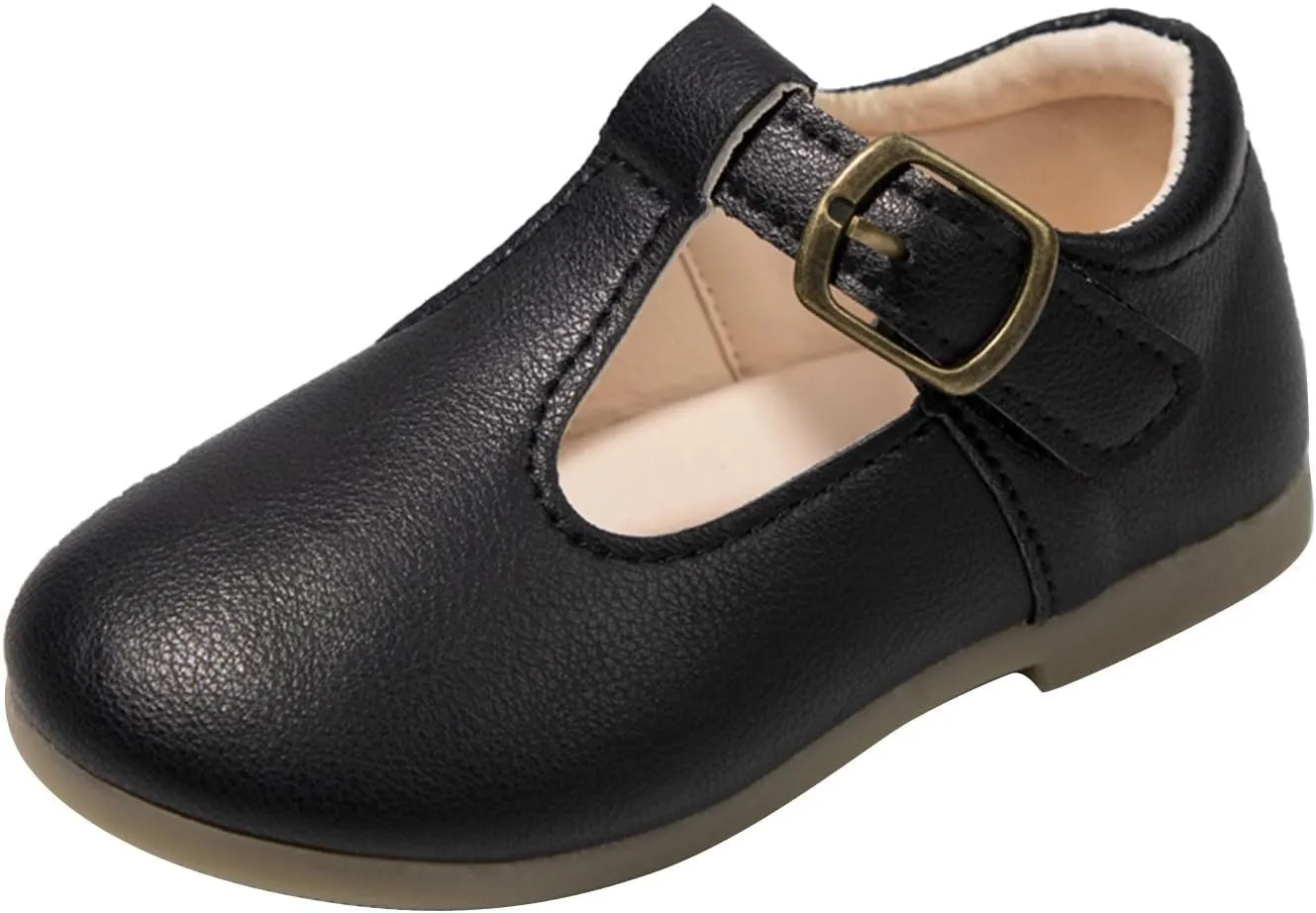 Small Leather Shoes for Girls Mary Jane Shoes,Low Heel Dance lats Flower Girl Wedding Party School Shoes