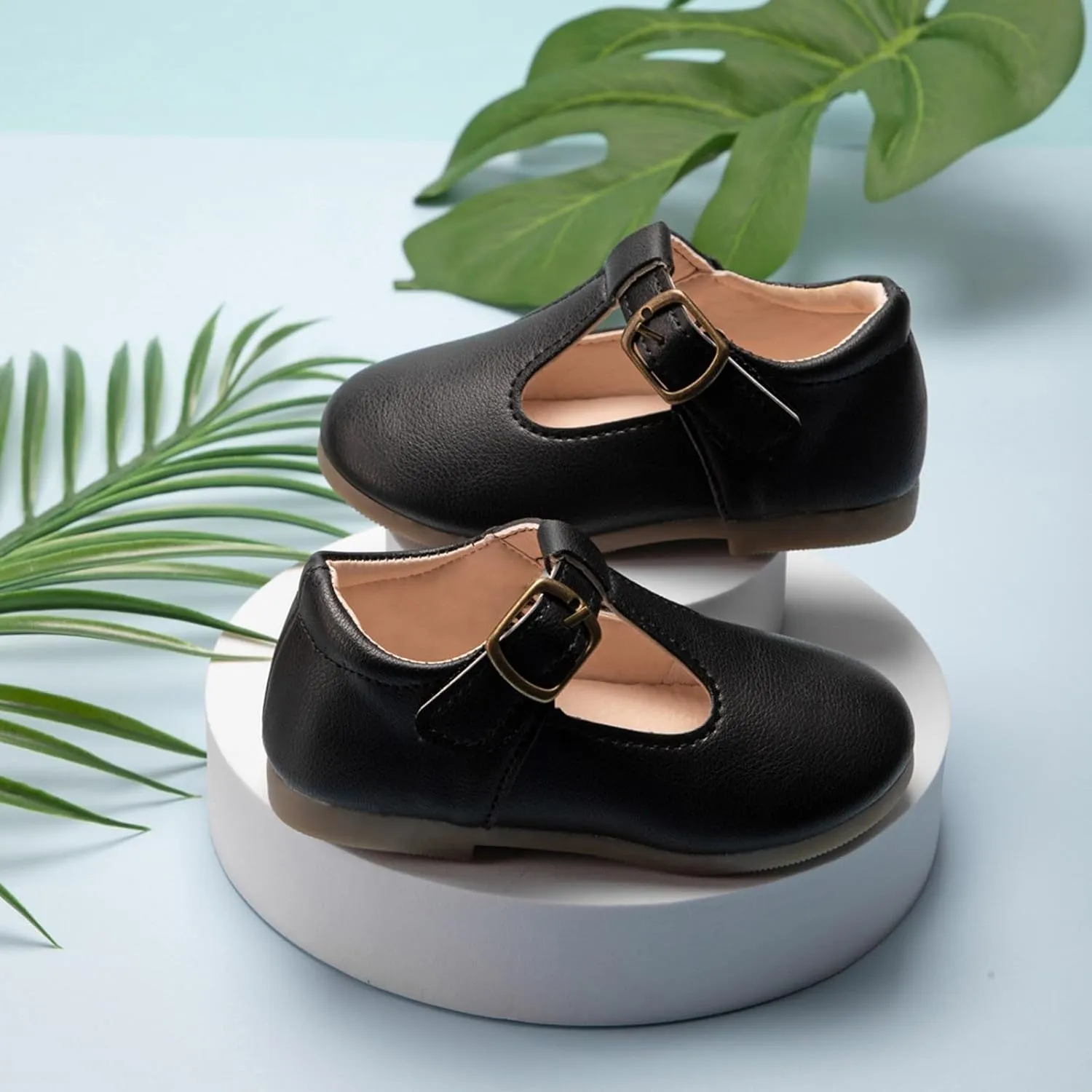 Small Leather Shoes for Girls Mary Jane Shoes,Low Heel Dance lats Flower Girl Wedding Party School Shoes