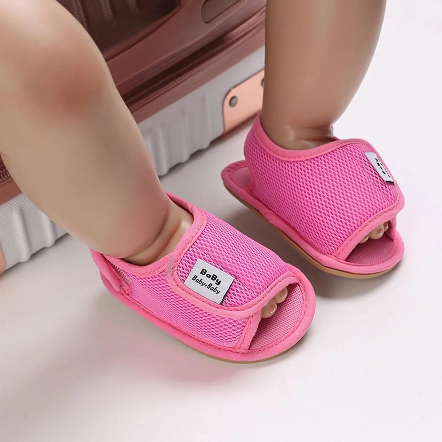 Spring and Summer Children Baby Toddler Shoes Boys and Girls Sandals Flat Mesh Breathable Comfortable Back Strap Hook Loop Baby Boy Sandals
