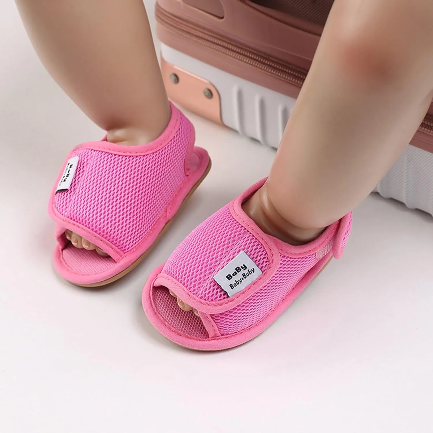 Spring and Summer Children Baby Toddler Shoes Boys and Girls Sandals Flat Mesh Breathable Comfortable Back Strap Hook Loop Baby Boy Sandals
