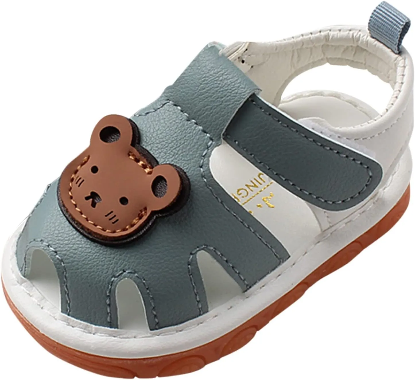 Squeaky Shoes for Infant Girls Boys Anti-Slip First Walking Shoes Baby Rubber Soft Sole Open-Toe Cartoon Sandals