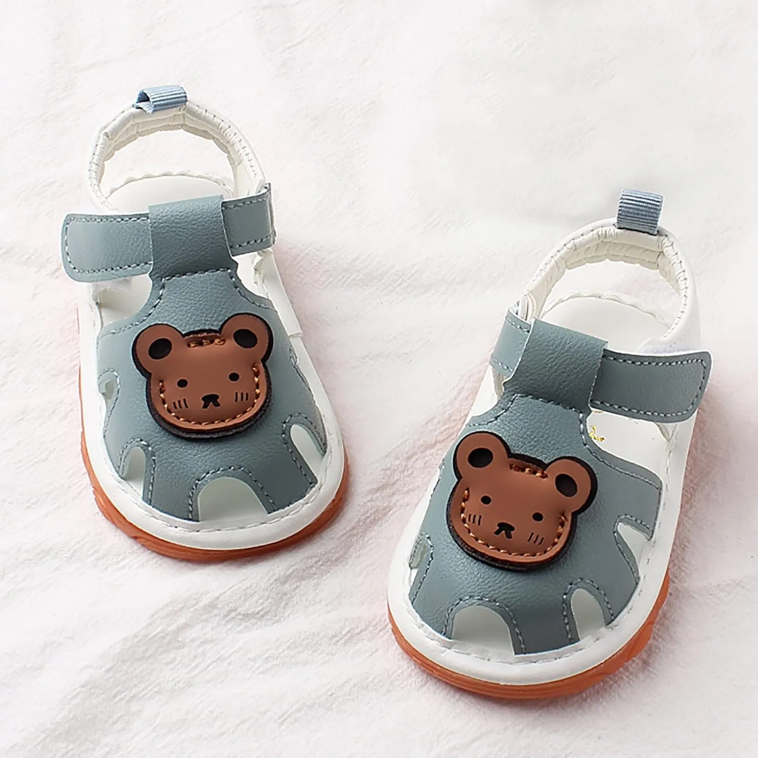 Squeaky Shoes for Infant Girls Boys Anti-Slip First Walking Shoes Baby Rubber Soft Sole Open-Toe Cartoon Sandals