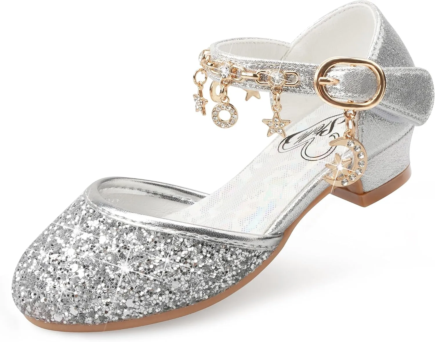 Stelle Girls High Heels Sequins Dress Sandals Princess Dress Shoes Flower Wedding Party ShoesToddler/Little/Big Kid