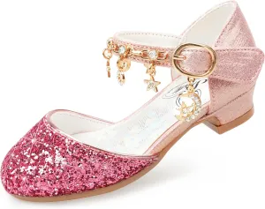 Stelle Girls High Heels Sequins Dress Sandals Princess Dress Shoes Flower Wedding Party ShoesToddler/Little/Big Kid