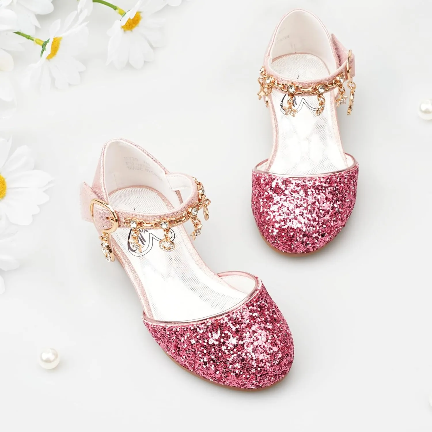 Stelle Girls High Heels Sequins Dress Sandals Princess Dress Shoes Flower Wedding Party ShoesToddler/Little/Big Kid