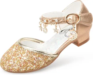 Stelle Girls High Heels Sequins Dress Sandals Princess Dress Shoes Flower Wedding Party ShoesToddler/Little/Big Kid