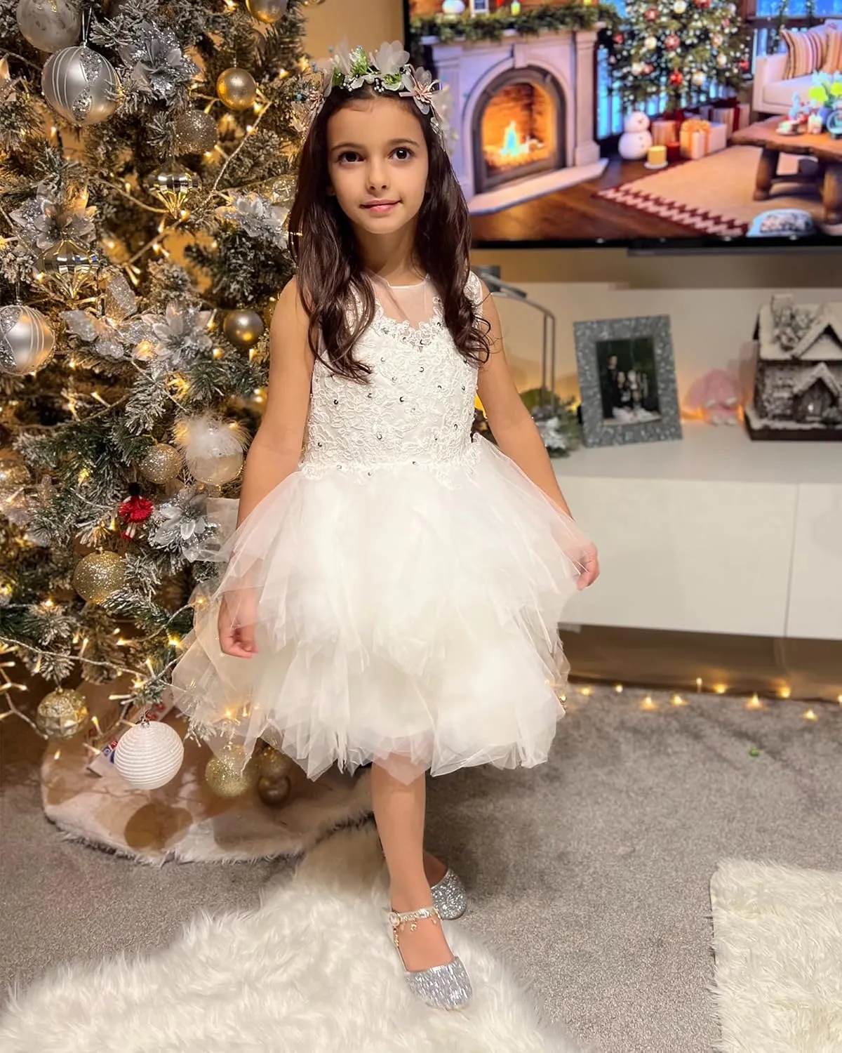 Stelle Girls High Heels Sequins Dress Sandals Princess Dress Shoes Flower Wedding Party ShoesToddler/Little/Big Kid