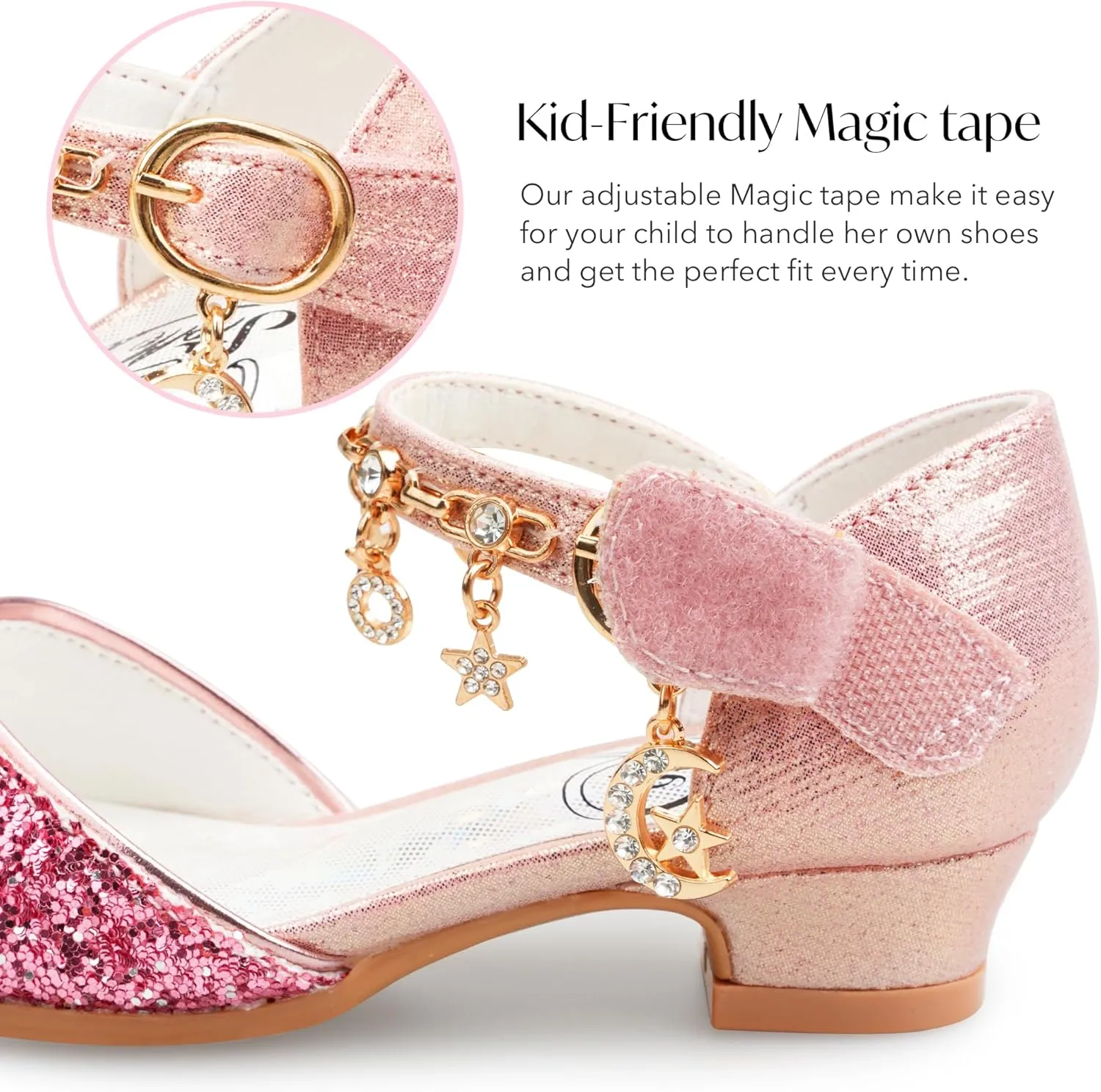 Stelle Girls High Heels Sequins Dress Sandals Princess Dress Shoes Flower Wedding Party ShoesToddler/Little/Big Kid