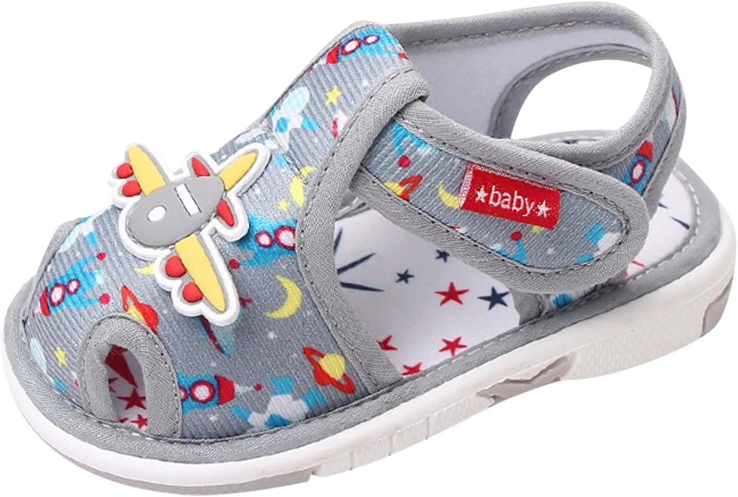 Summer Children Infant Toddler Shoes Girls Sandals Flat Bottom Non Slio Open Toe Slip Breathable Soft Cartoon Space Pattern Baby Walkers Shoes Girls