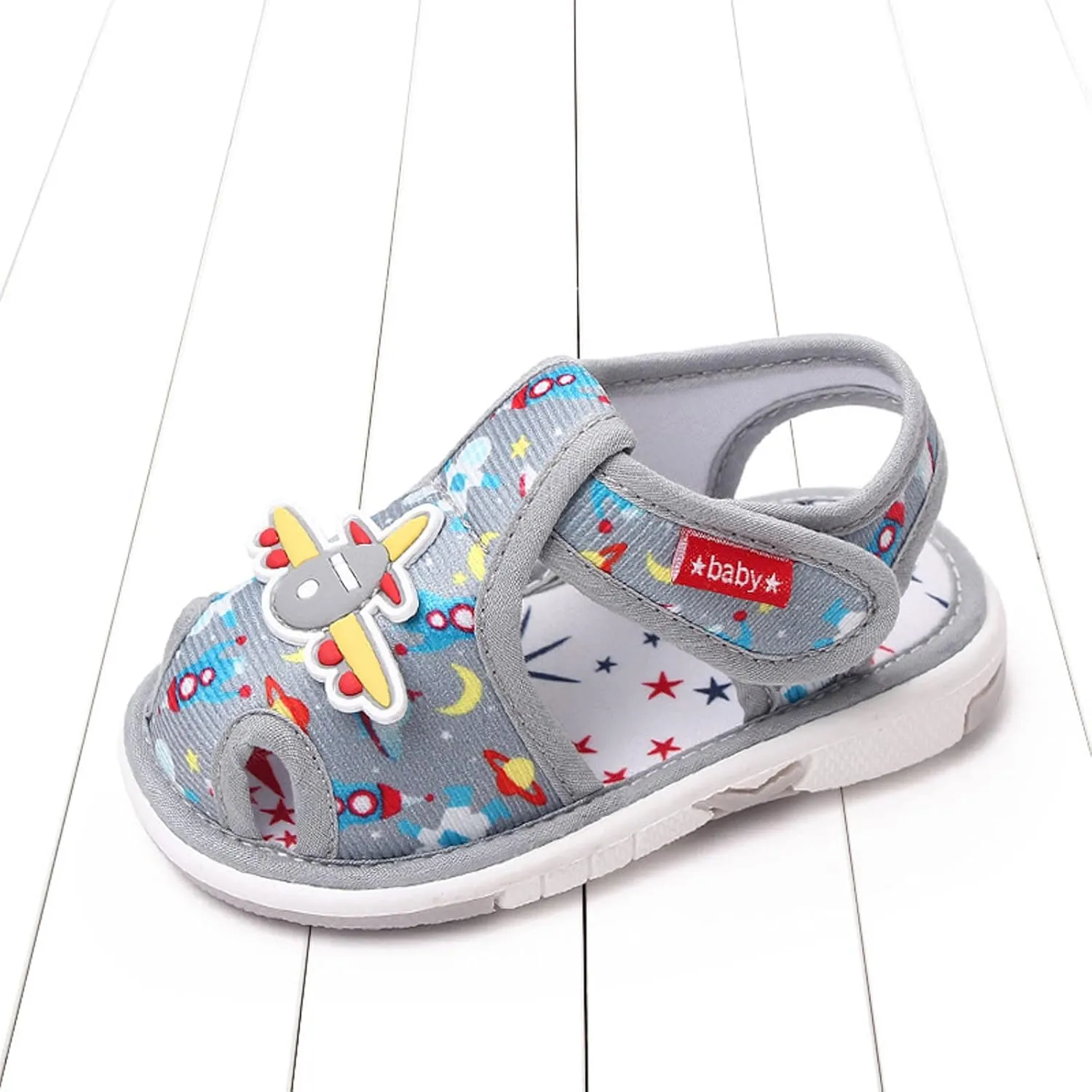 Summer Children Infant Toddler Shoes Girls Sandals Flat Bottom Non Slio Open Toe Slip Breathable Soft Cartoon Space Pattern Baby Walkers Shoes Girls