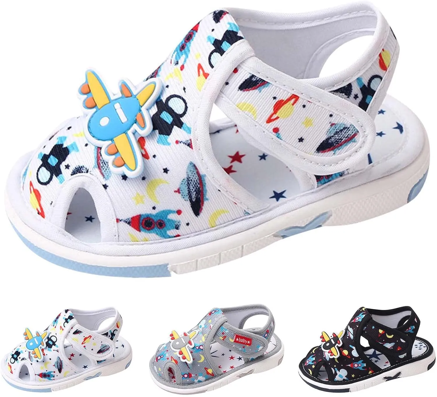 Summer Children Infant Toddler Shoes Girls Sandals Flat Bottom Non Slio Open Toe Slip Breathable Soft Cartoon Space Pattern Baby Walkers Shoes Girls