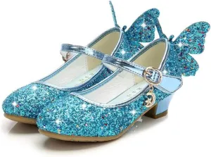 TangDao Kids Girls Sparkly Butterfly Mary Jane Wedding Party Shoes Glitter Bridesmaids Low Heels Princess Heels Dress Shoes(Toddler/Little Kid/Big Kid)