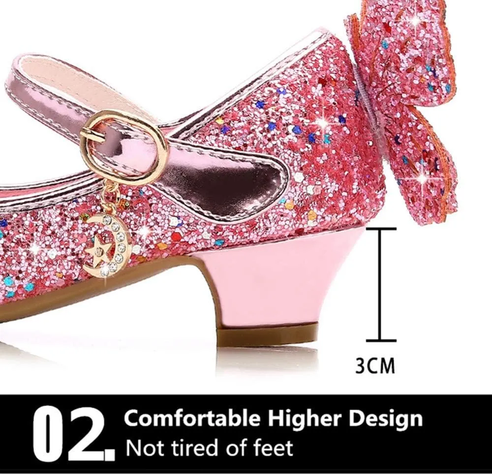 TangDao Kids Girls Sparkly Butterfly Mary Jane Wedding Party Shoes Glitter Bridesmaids Low Heels Princess Heels Dress Shoes(Toddler/Little Kid/Big Kid)