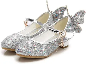 TangDao Kids Girls Sparkly Butterfly Mary Jane Wedding Party Shoes Glitter Bridesmaids Low Heels Princess Heels Dress Shoes(Toddler/Little Kid/Big Kid)