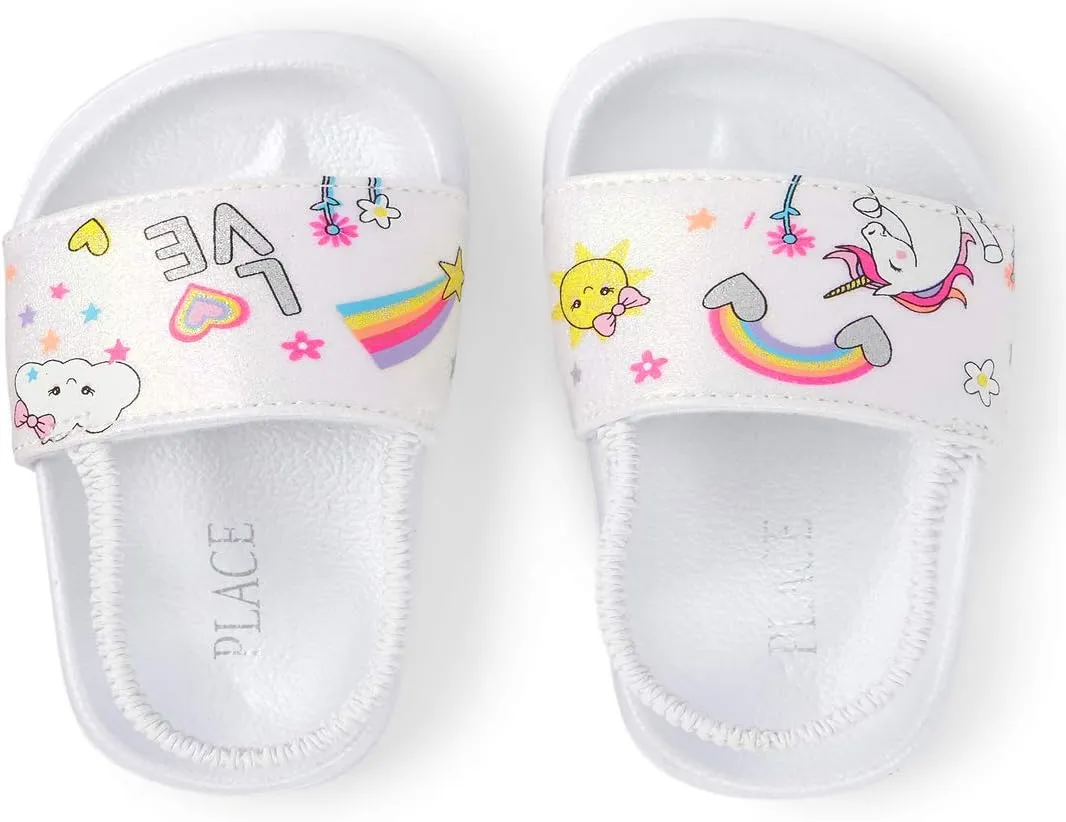 The Children's Place Baby-Girl's Printed Doodle Slide Sandals Slipper